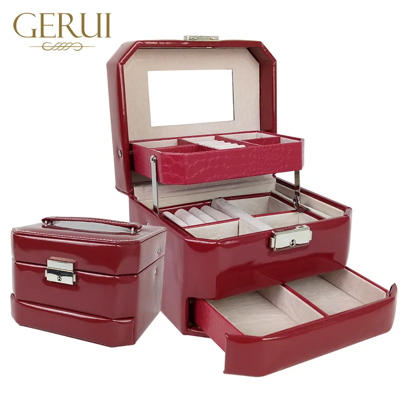 Customized Faux Leather Purple Jewelry Box With Small Mini Safe Case Jewelry Ring Box