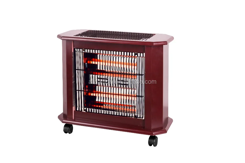 3 Faces Wood Quartz Electric Heater Factory Manufacturer Supplier With Wheels