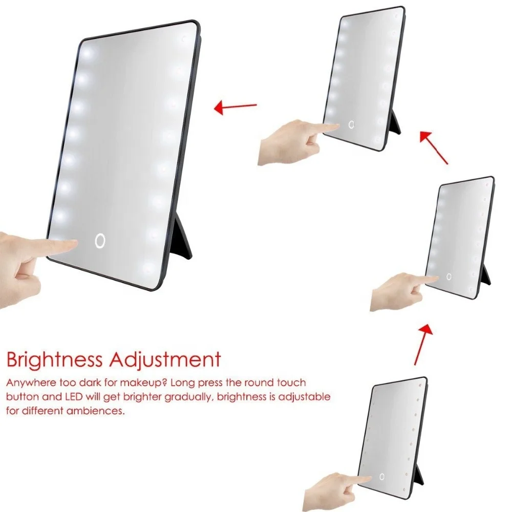 Melason Makeup 16 Led Makeup Mirror with Touch Dimmer Switch Battery Operated Stand