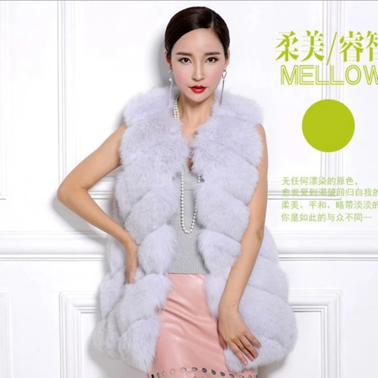 
Latest Design Women Faux Fur Vest Popular Style Colourful Long Fake Fox Fur 