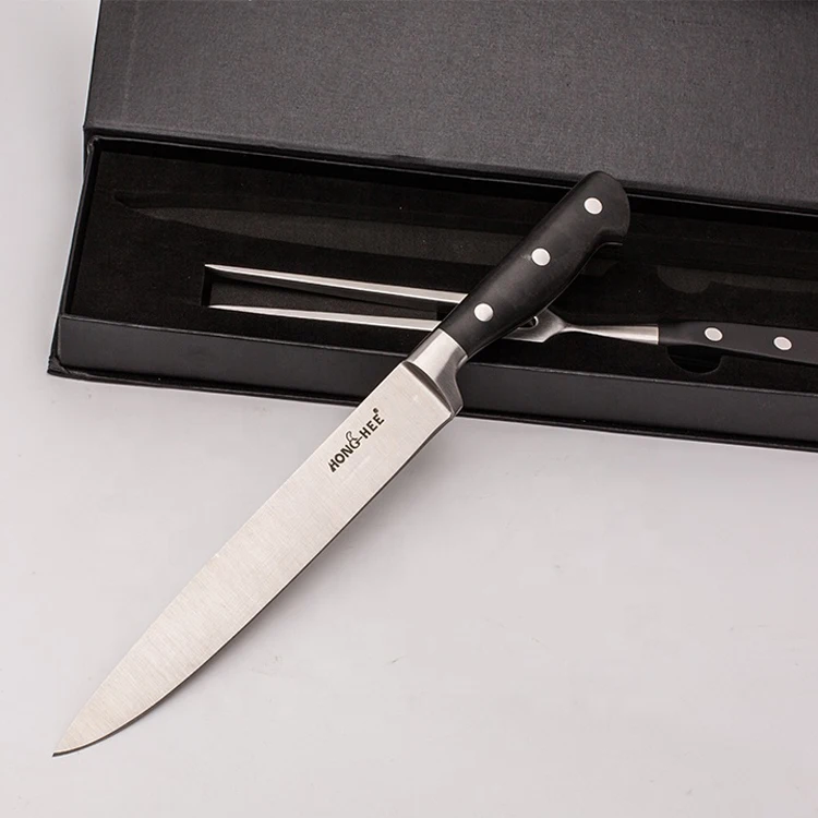 Amazon Hot Sale 2pcs BBQ Tool Kitchen Stainless Steel Carving Knife and Meat Fork Set