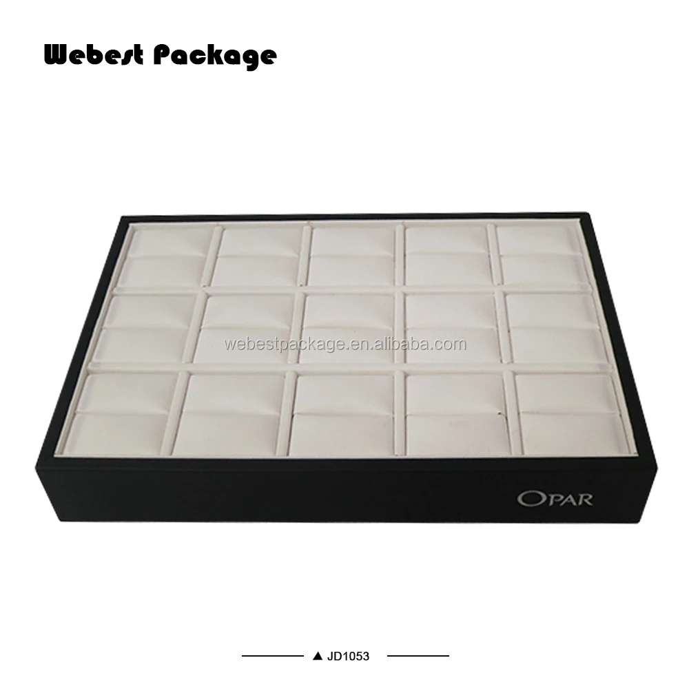 
Webest value stackable ring customized handmade black Pu leather jewelry display tray 