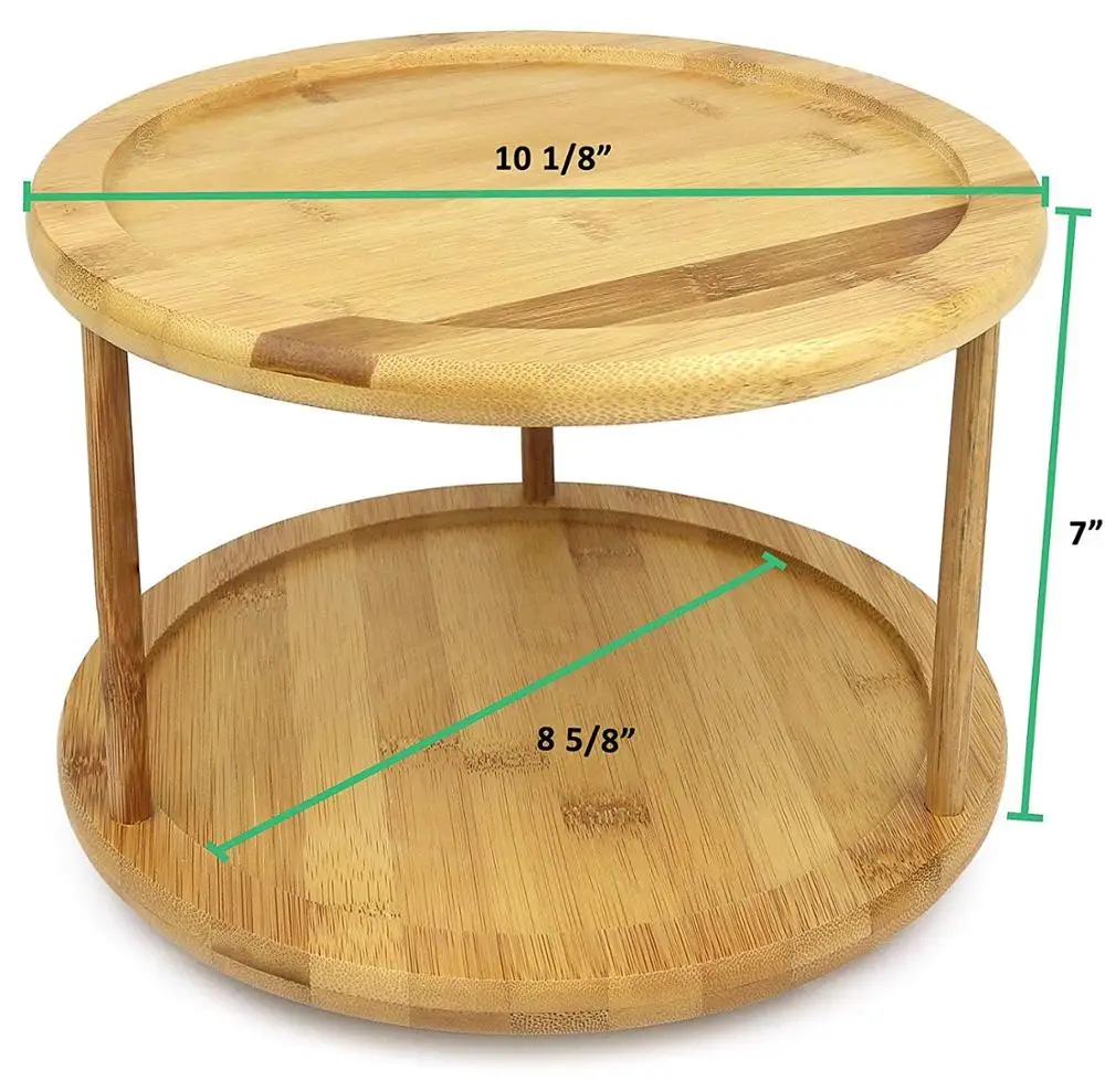 Bamboo round dining 2 tier lazy susan turntable for table wholesale