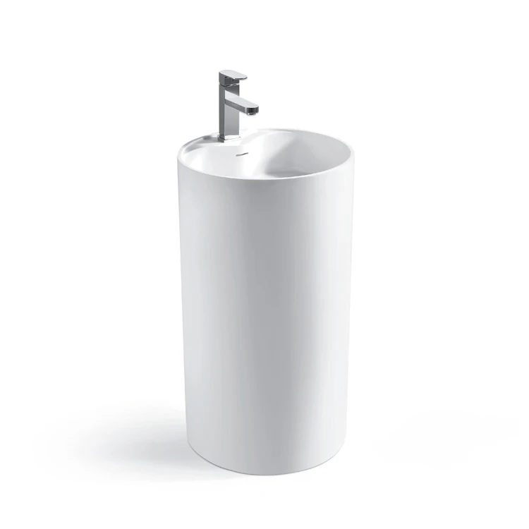 SM-8505 Solid surface sink, round and black pedestal basin