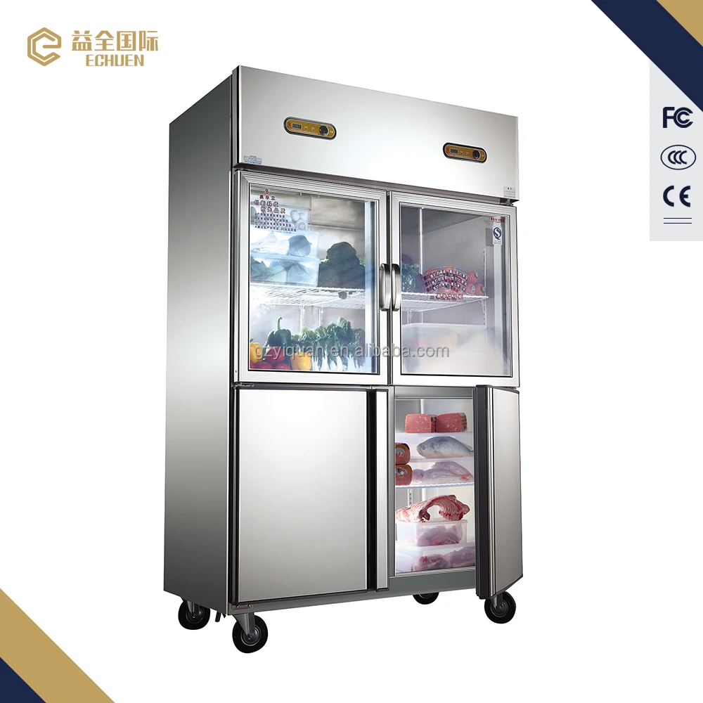 1000L commercial stainless refrigerator with glass door refrigerator freezer cooler chiller