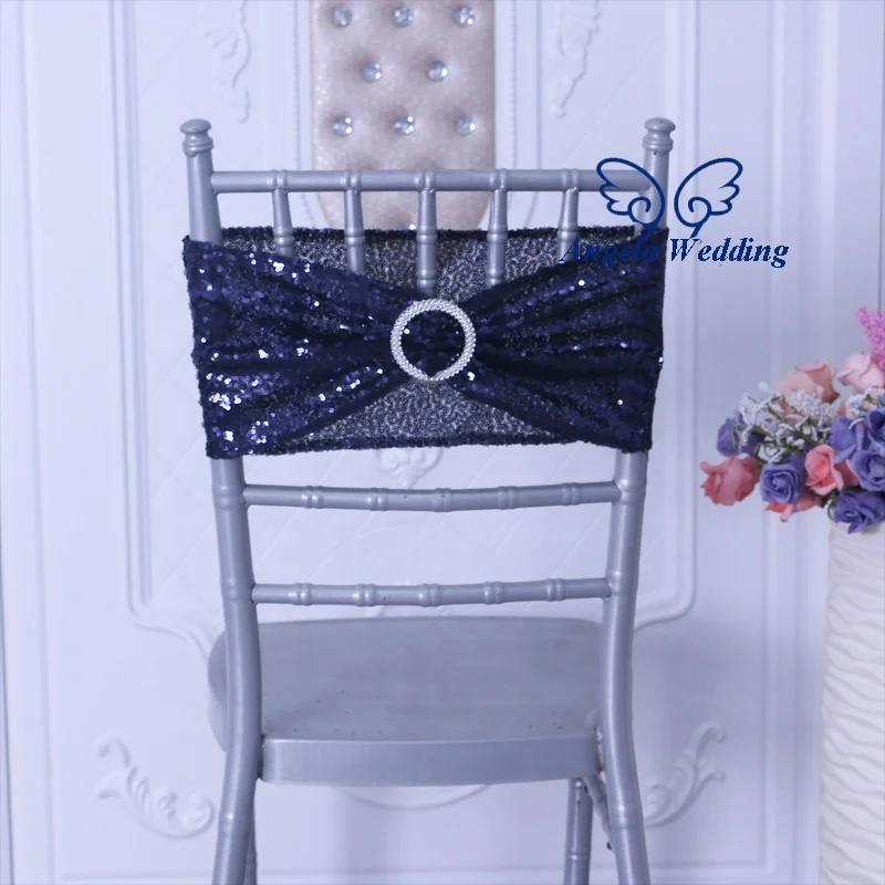 SH022B Gorgeous popular ready to ship cheap price wholesale regular gold sequin chair band with buckle
