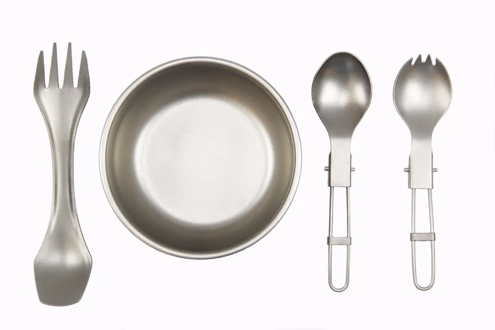 OUTDOOR HIKING CAMPING MOUNTAINEERING FOLDING FOLDABLE FLATWARE TITANIUM SPOON