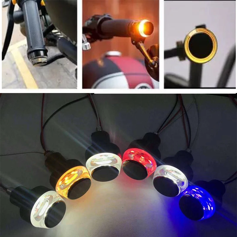 
Motorcycle CNC parts handle grips plug LED indicator lamp handlebar end turn signal lights for 22mm handle bar 