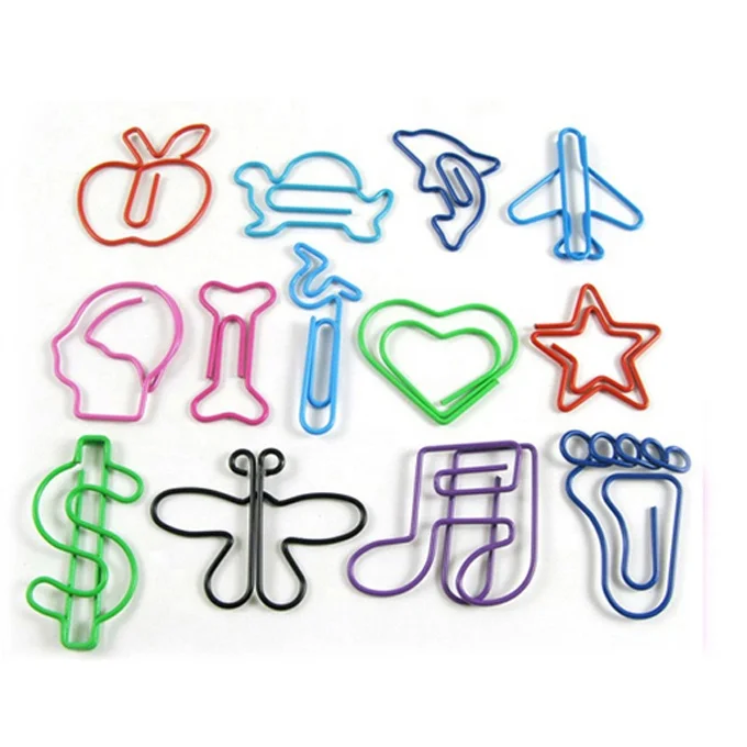 Colorful Custom Paper Clip with Novelty Shape Bookmark Decoration Accessories Stationery Custom Logo Metal Paper Clip