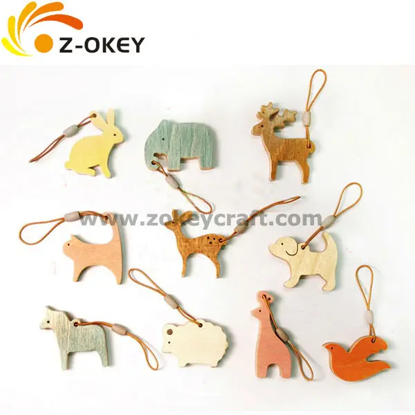 
Of the economical type Painted eco-friendly laser cut wood key chain in different animal shape 