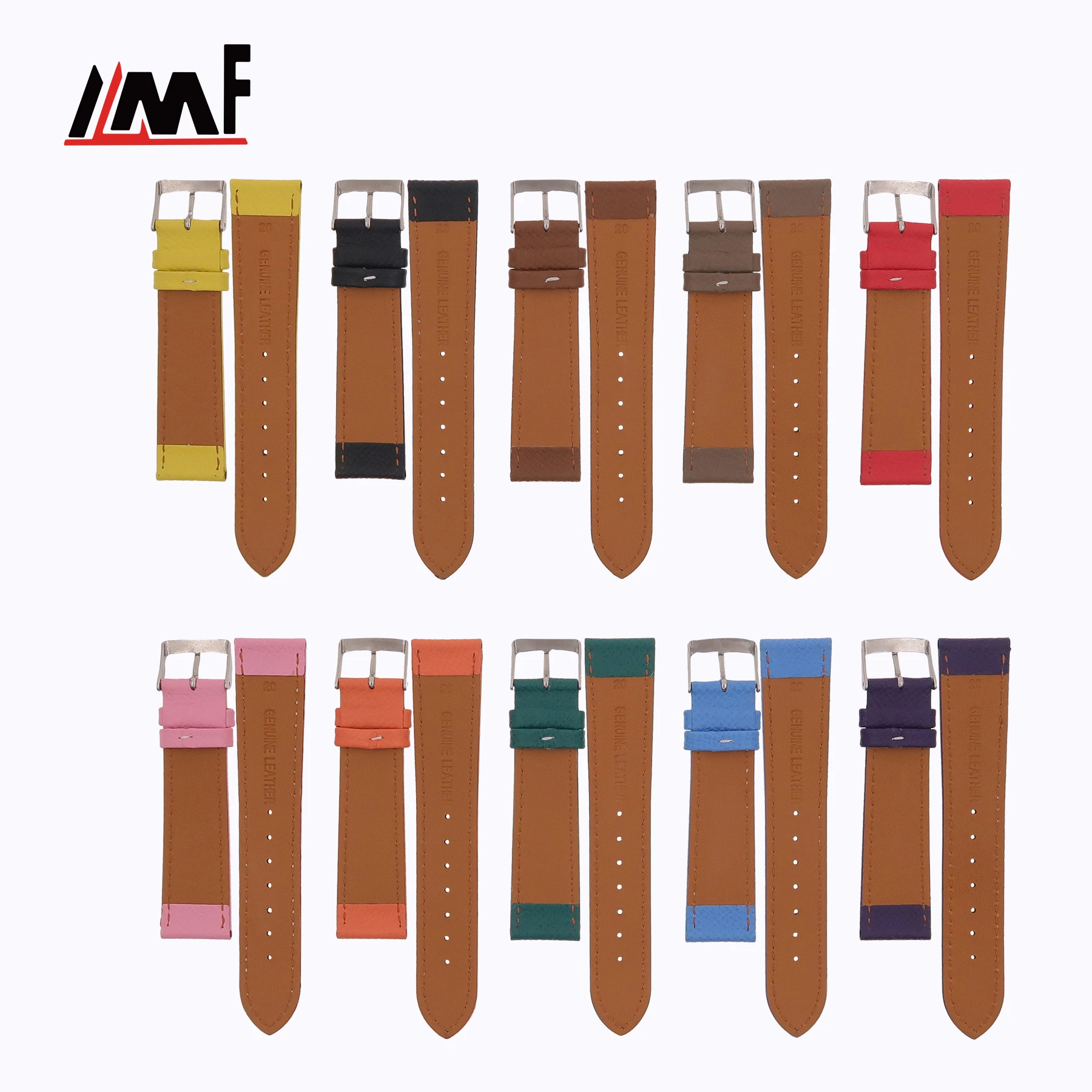 Top Quality Durable Italian Epson Calf Leather Colorful Luxurious 16mm 18mm Watch Band for Unisex for ladies for woman