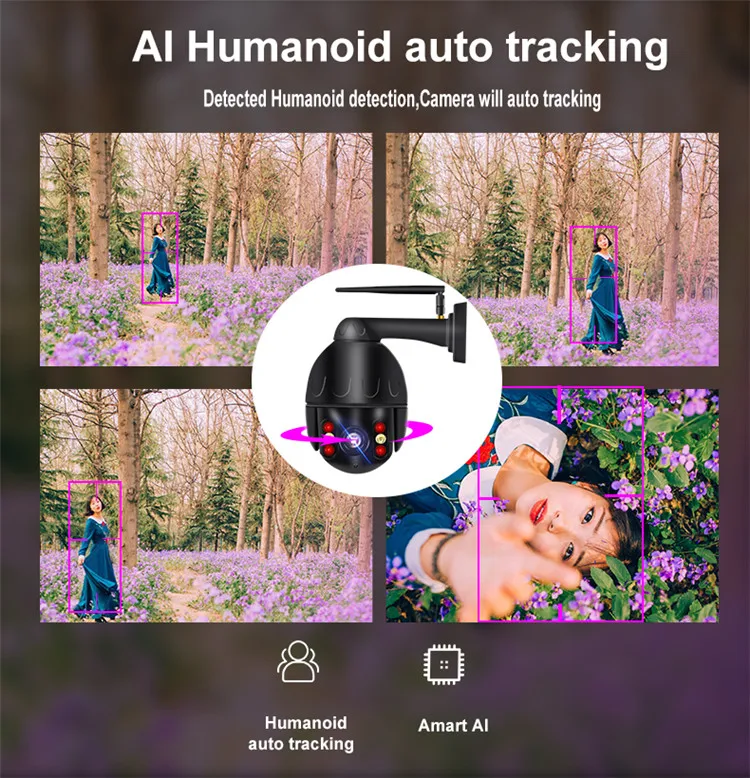 
H.264 Sony Imx307 Sensor Wifi Ip Camera 1080P Full Color PTZ Dome Home Outdoor Security Camera 