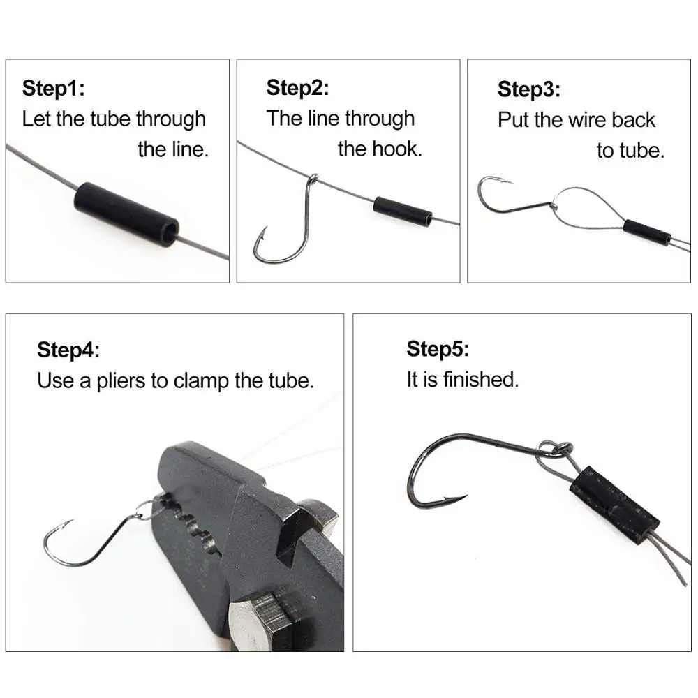 100pcs/bag matt black Copper Wire Crimps Fishing Wire Single Barrel Crimp Sleeves