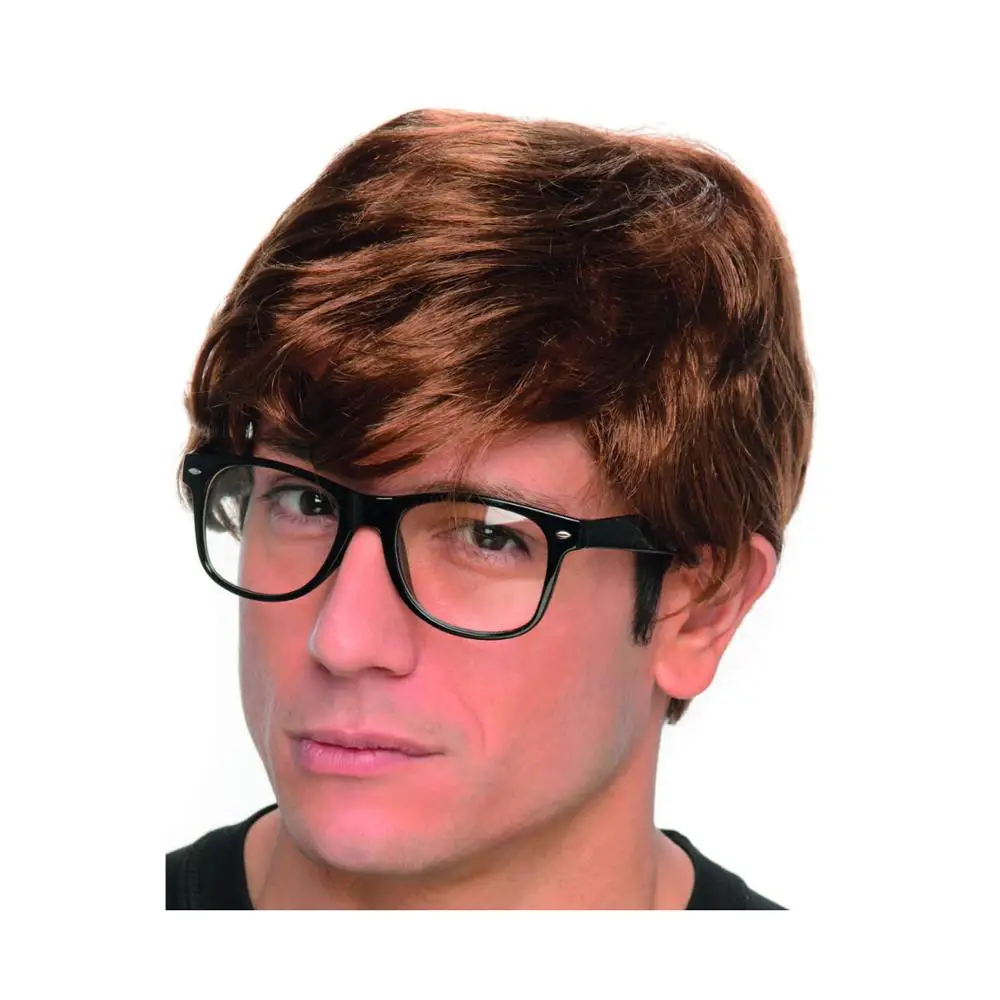 Мужской роскошный коричневый секретный агент парик и очки для карнавала вечеринки тема партии дешевый