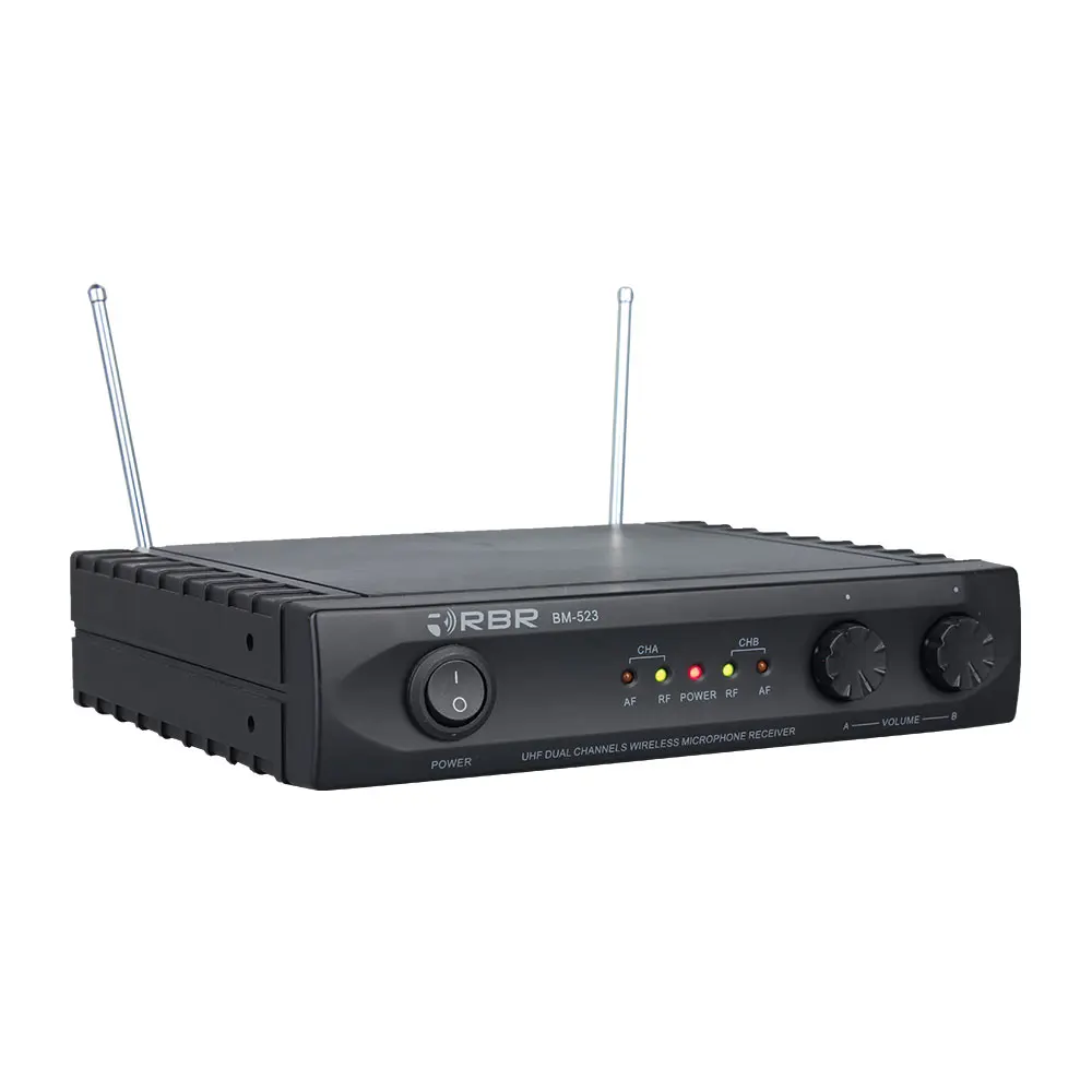 bm523 Hot selling dual channels professional uhf wireless microphone