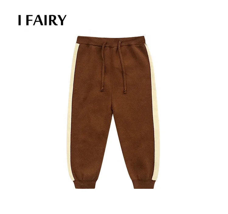 
Toddler Kids Side Contrast Striped Sweatpants Children Knit Sport Pants 