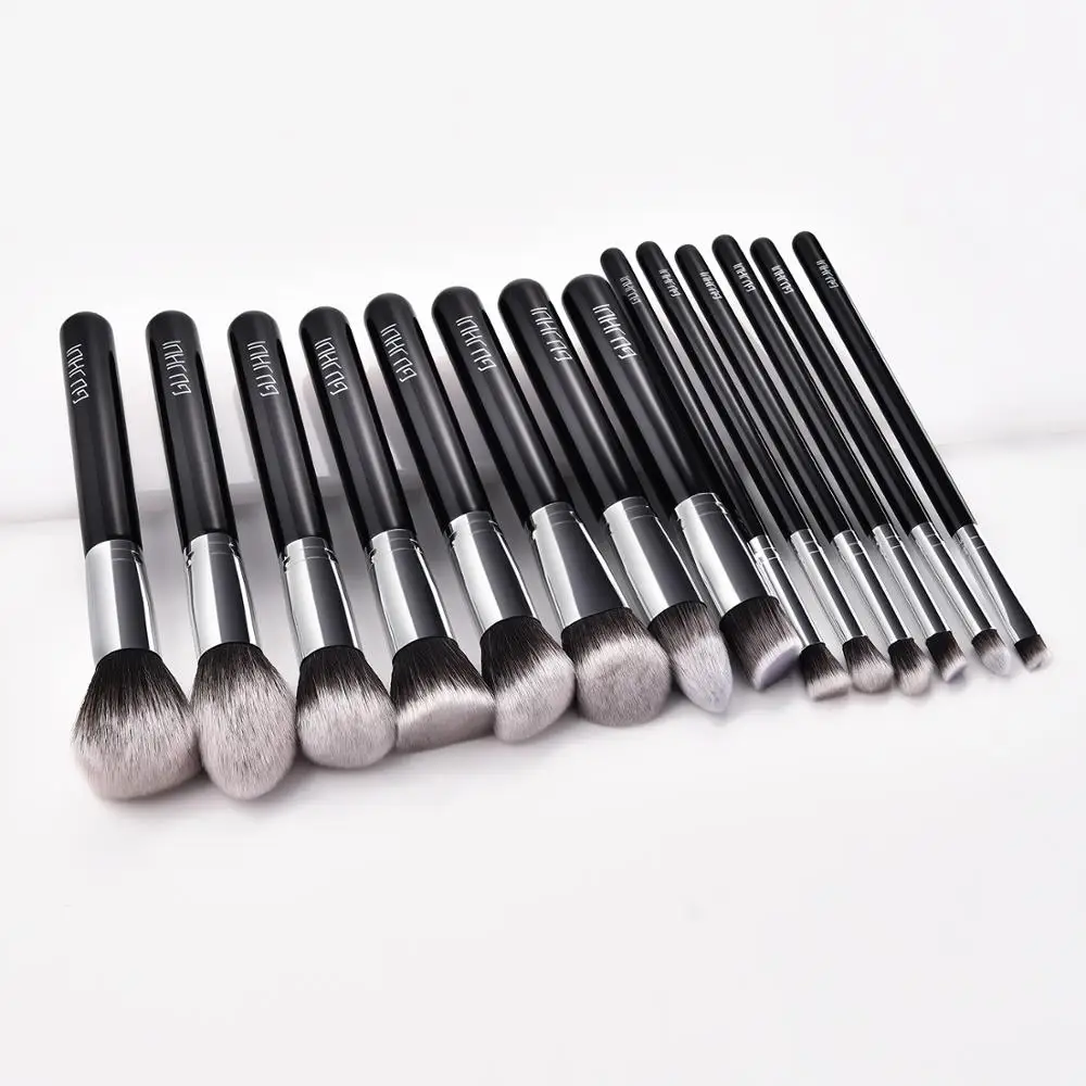 Набор кистей для макияжа Kabuki с черной деревянной ручкой, 14 шт.