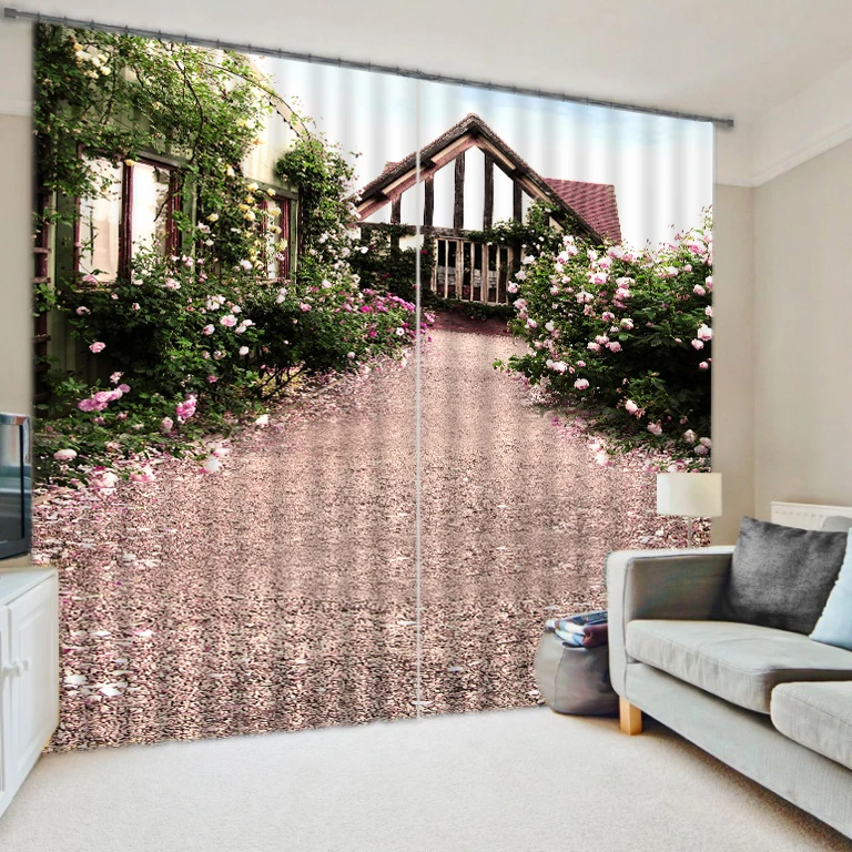 
Top Sale Designs Luxury 3D Polyester Curtain For Living Room , Hall Office Curtain , Window Blind Curtain With Dream House 