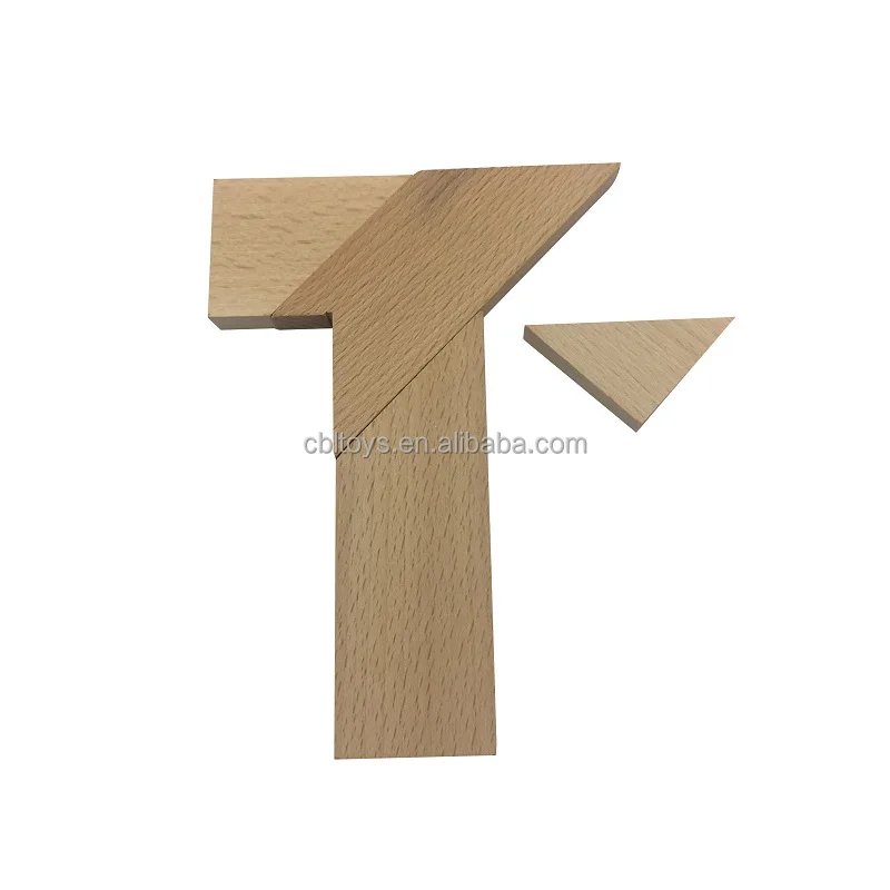 promotional 4 pieces T shape wooden tangram puzzle brain teaser games