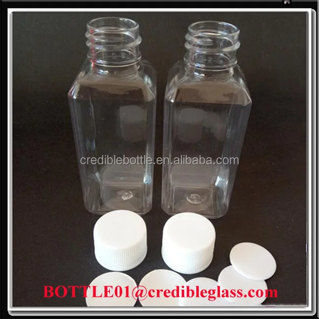 60ml 2 oz PET plastic square bottle for Juice Shots