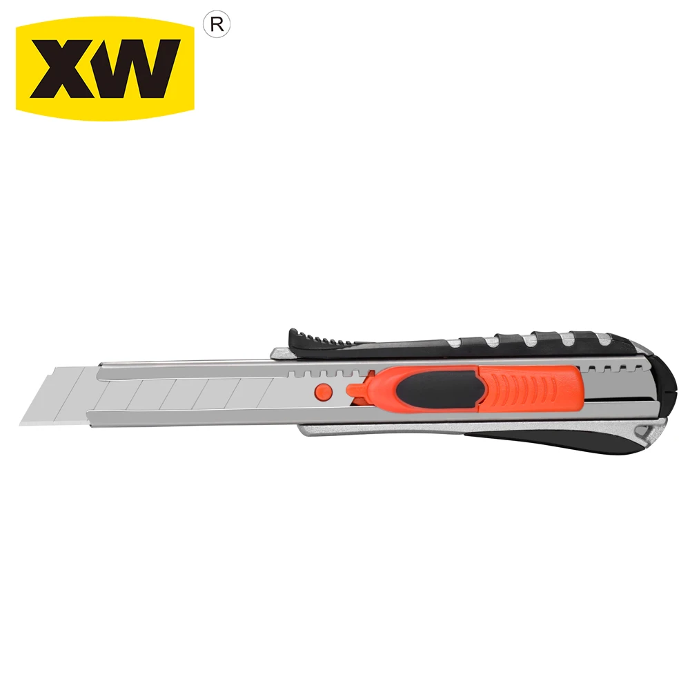 18mm blade zinc alloy box cutter self auto retractable safety knives