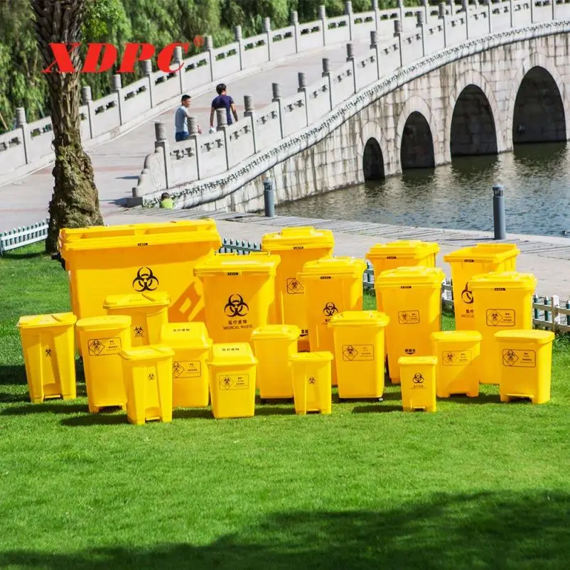 Hospital medical plastic waste container dustbin with wheel