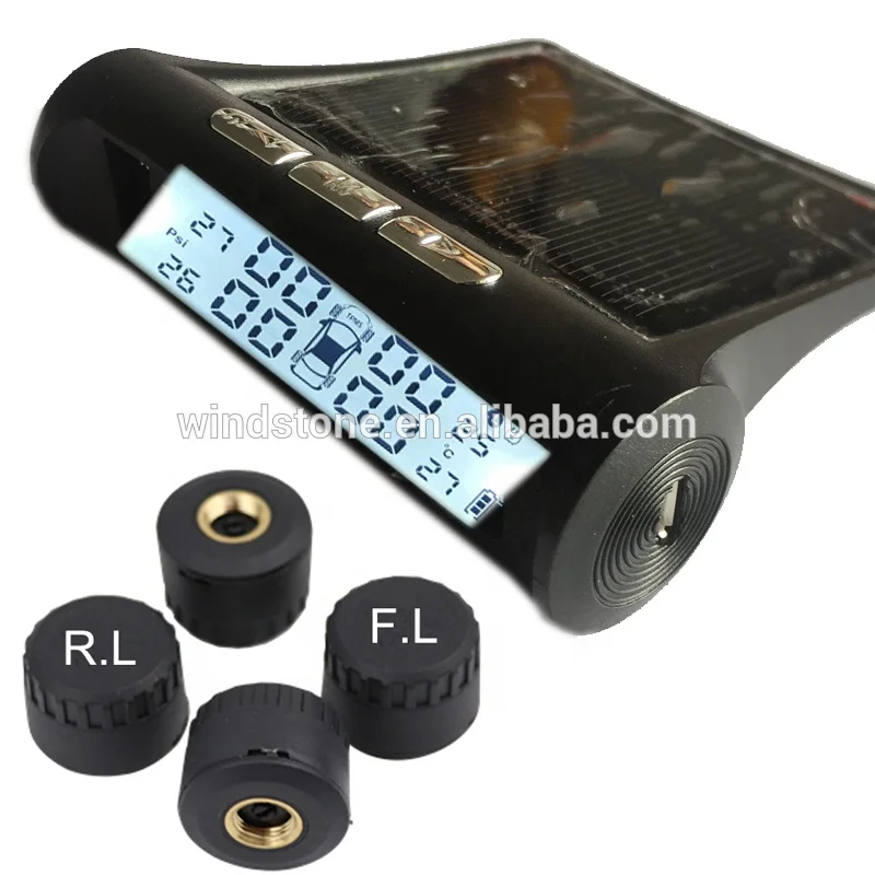 TPMS Tyre Pressure Monitoring System Solar Power Monitor Wireless LED Display 4 External Sensor Passenger Car tire
