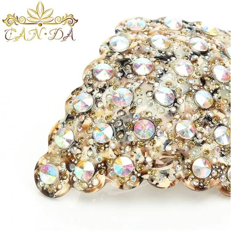 CANYUAN New product full rhinestone rhombus fancy ladies acetate hair clip hair barrette for women custom hair accessories