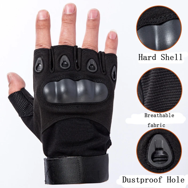 Free Sample Half Finger Tactical  Gloves  Protect Shell Carbon Paintball Combat Gloves