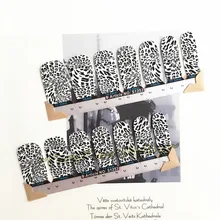 Black White Leopard Print Nail Art Sticker Patch 14 pcs set Waterproof Decals Foils Gel Polish