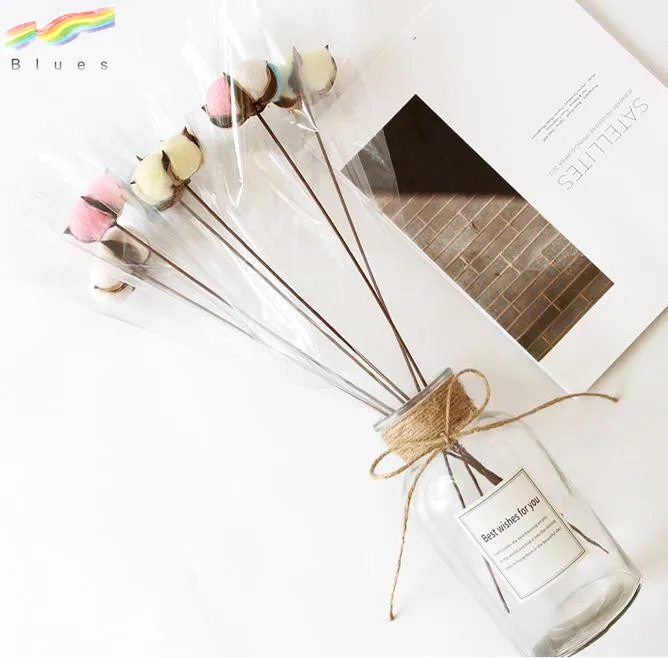 Natural Color Dried Flowers Cotton Stems  Small Fresh Dried Floral Bouquets Decoration