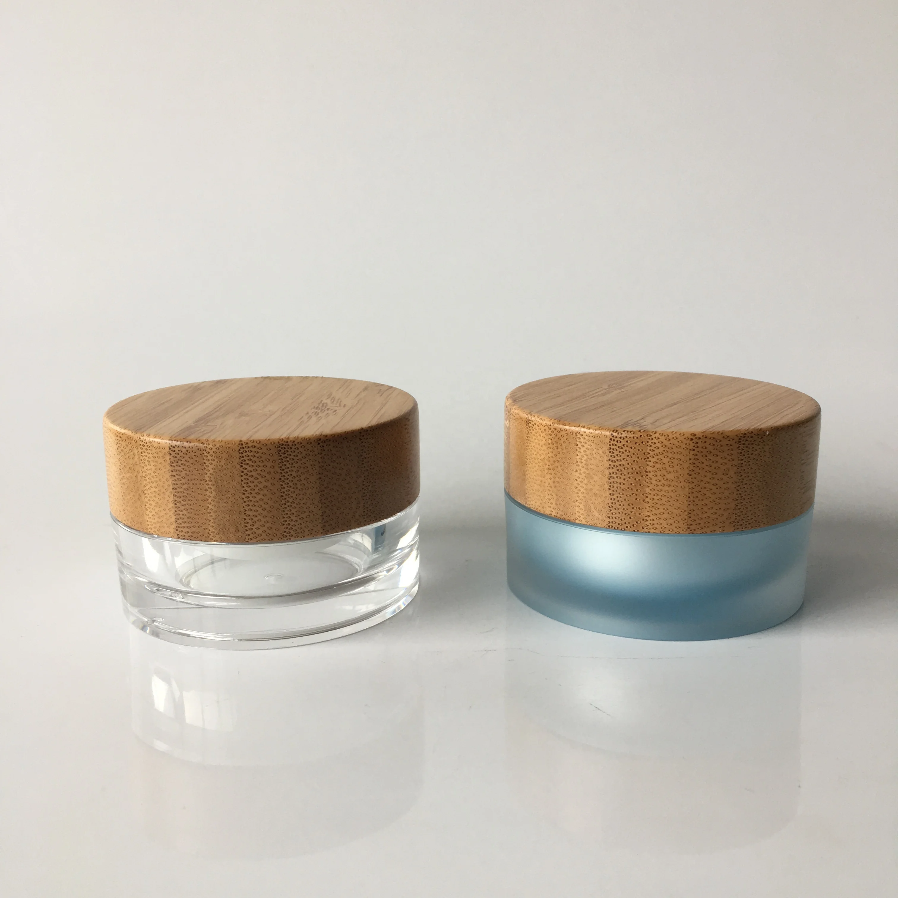 
cosmetic packaging luxury 30g bamboo lid cosmetic jar 0.5 oz eye cream plastic jar 50ml acrylic jar 