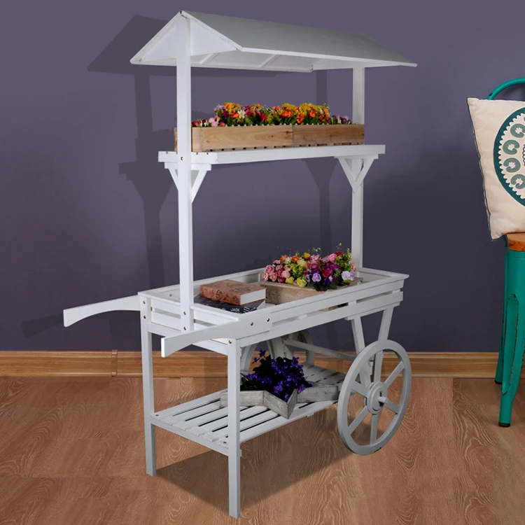 American country vintage solid wood trolley succulent flower rack wedding decoration