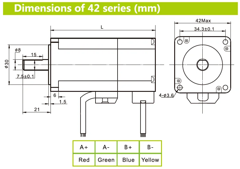Rtelligent 42A03EC Stepping Motor 0.3NM 2A 69mm Length Easy Servo Closed Loop Nema 17 Stepper Motor 3d printer