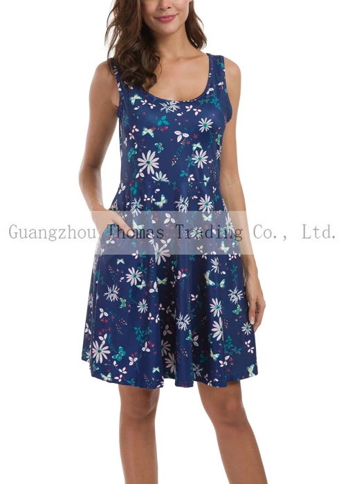 New Arrivals Designs Summer Women Beach Floral Midi Tank Dress Floral Sundress
