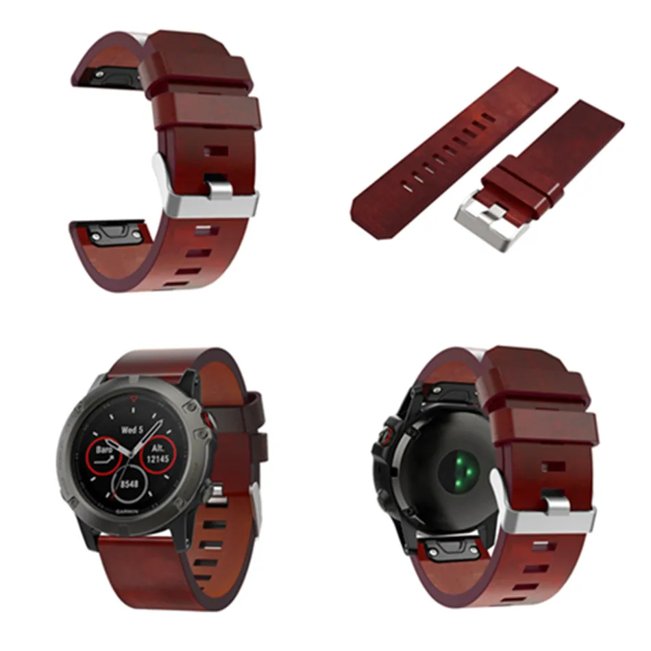 
Quick Release Genuine Leather Strap For Garmin Fenix 5X Watch Leather Band Wristbands 