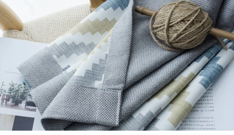 Ready stock all our website linen blackout printed fabric curtains for window