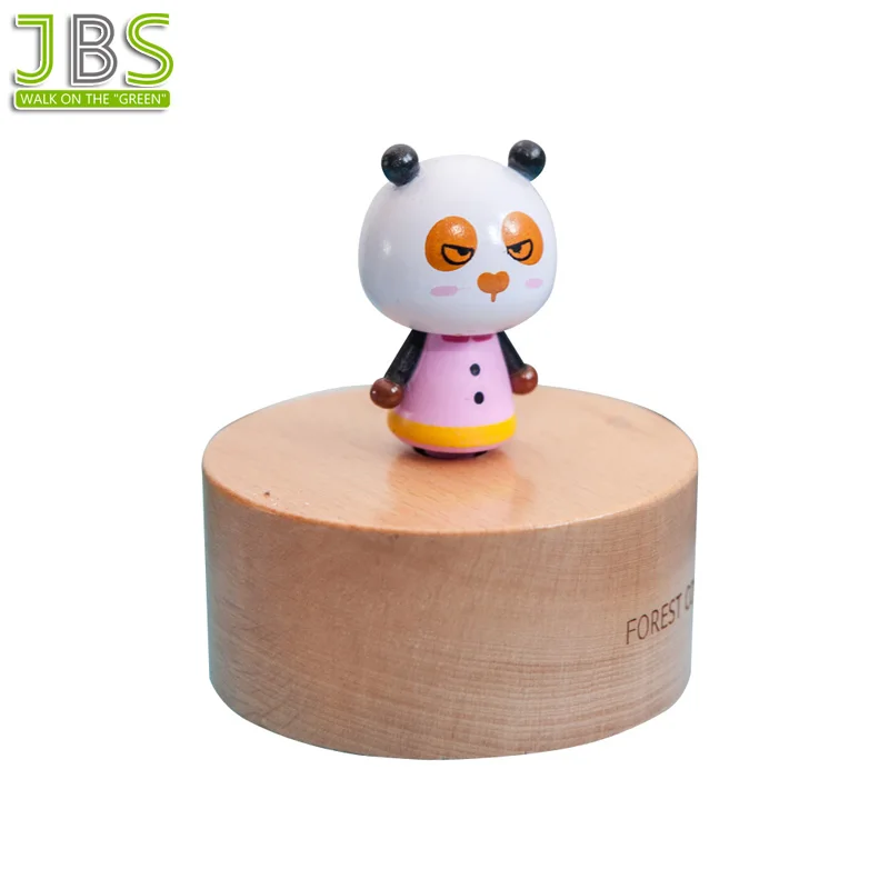 Wind Up Music Box Wooden With Lovely Carton Design On Top