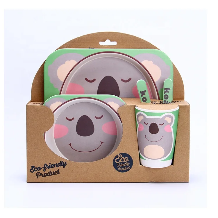 OEM изготовленная на заказ бамбуковая посуда, детский обеденный набор, детский бамбуковый набор