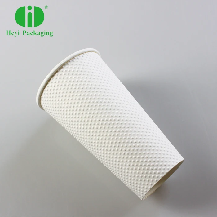 Disposable Corn Starch Coffee Cup bump paper cup Double Thickened Hot Drink Cup Coffee Beverage with Lid