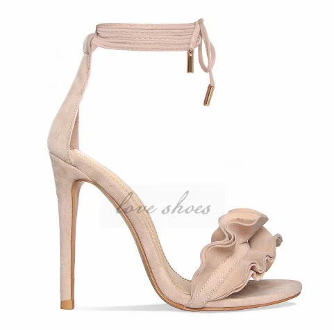 ladies party shoes for women new alibaba women shoes Suede Lace Up Ruffle Heels