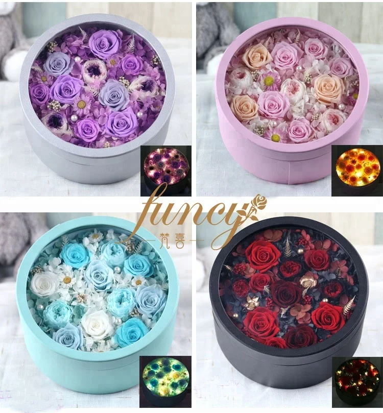 Gift Set Womens Round Preserved Flower Box Gift Item Catalog Preserved Flower Box Gift Item For Engagement Party