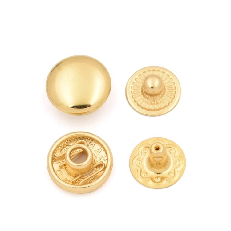Nickel free handbag purse gold press metal four parts spring snap button press stud button