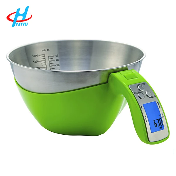 5KG Digital Measuring Tools Kitchen Weight Scale Food Balance with 1500ml Stainless Steel Bowl Volume