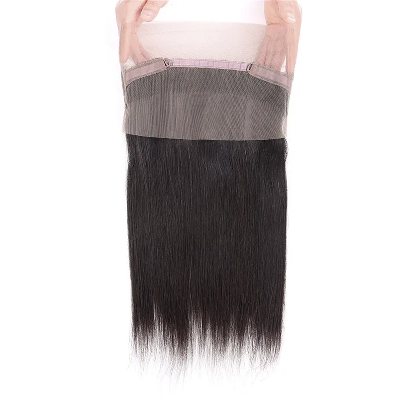 Brazilian Virgin Hair Straight with 360 lace frontal closure 8A Grade Virgin Unprocessed brazilian Human Hair bundles