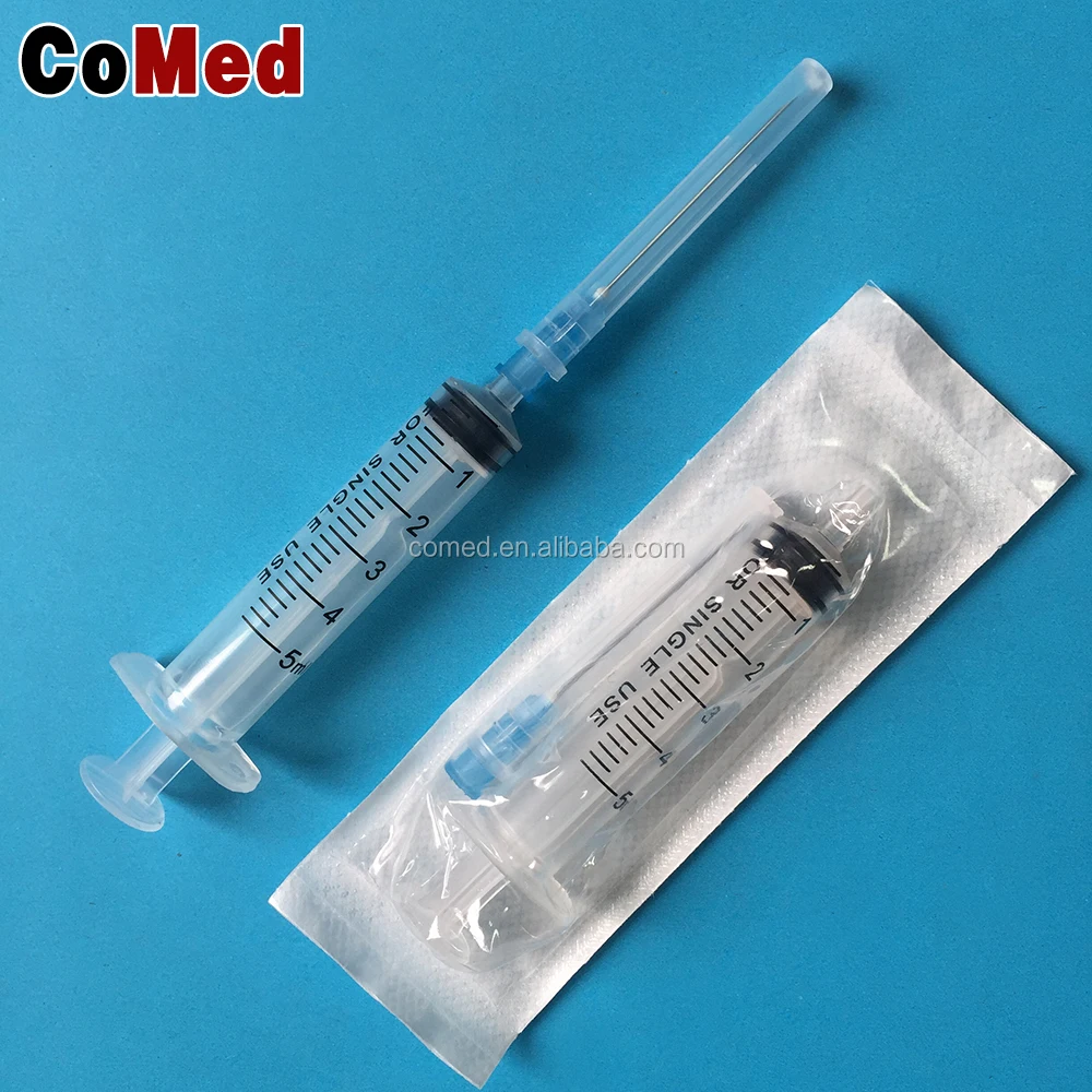 Manufacture factory sterile medical disposable plastic syringe 5ml with needle