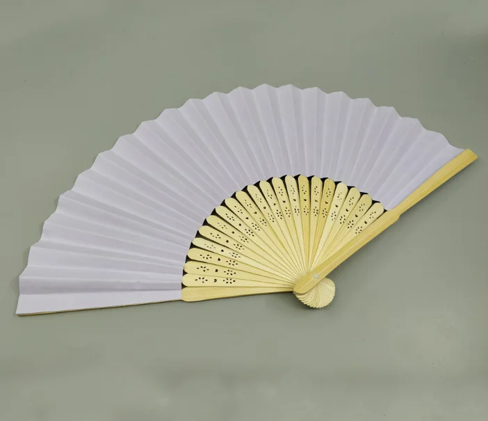 Сделай Сам Белый Натуральный Бамбуковый бумажный веер для свадебного использования