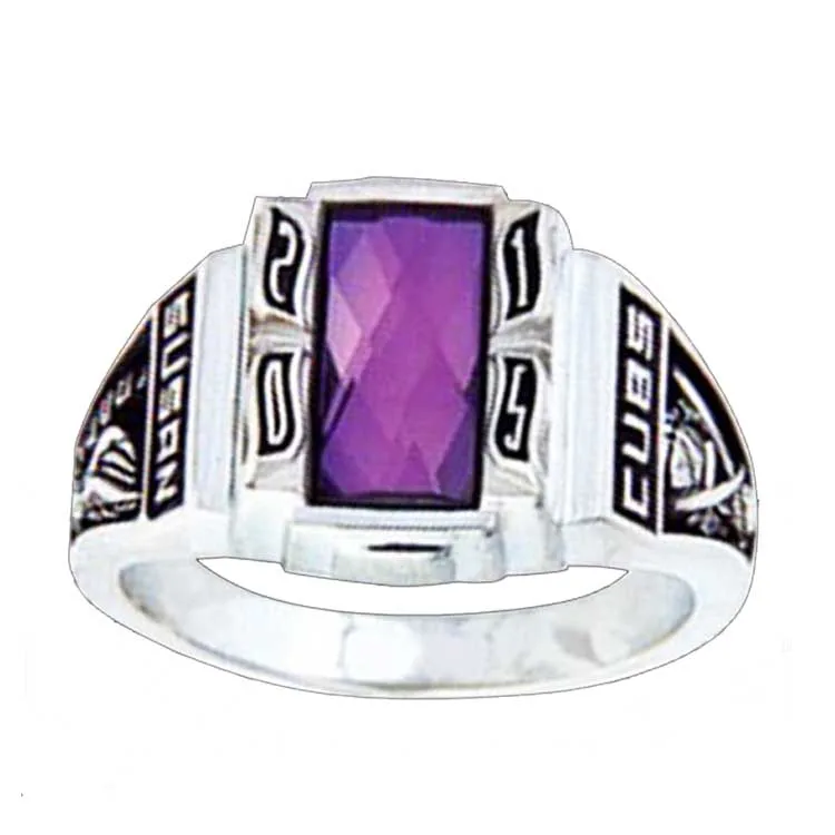 18k gold unisex class ring high school ring encrusted CZ stones