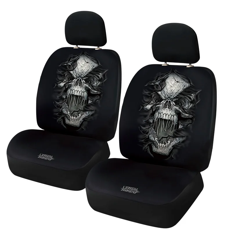 Лицензионный чехол для автомобильного сиденья с имитацией летальной опасности, универсальные чехлы для сидений с 2 переднями