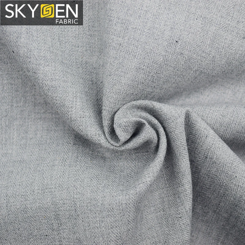 Skygen China supplier wholesale peaching finish yarn dyed shirt solid herringbone cotton fabric for garment